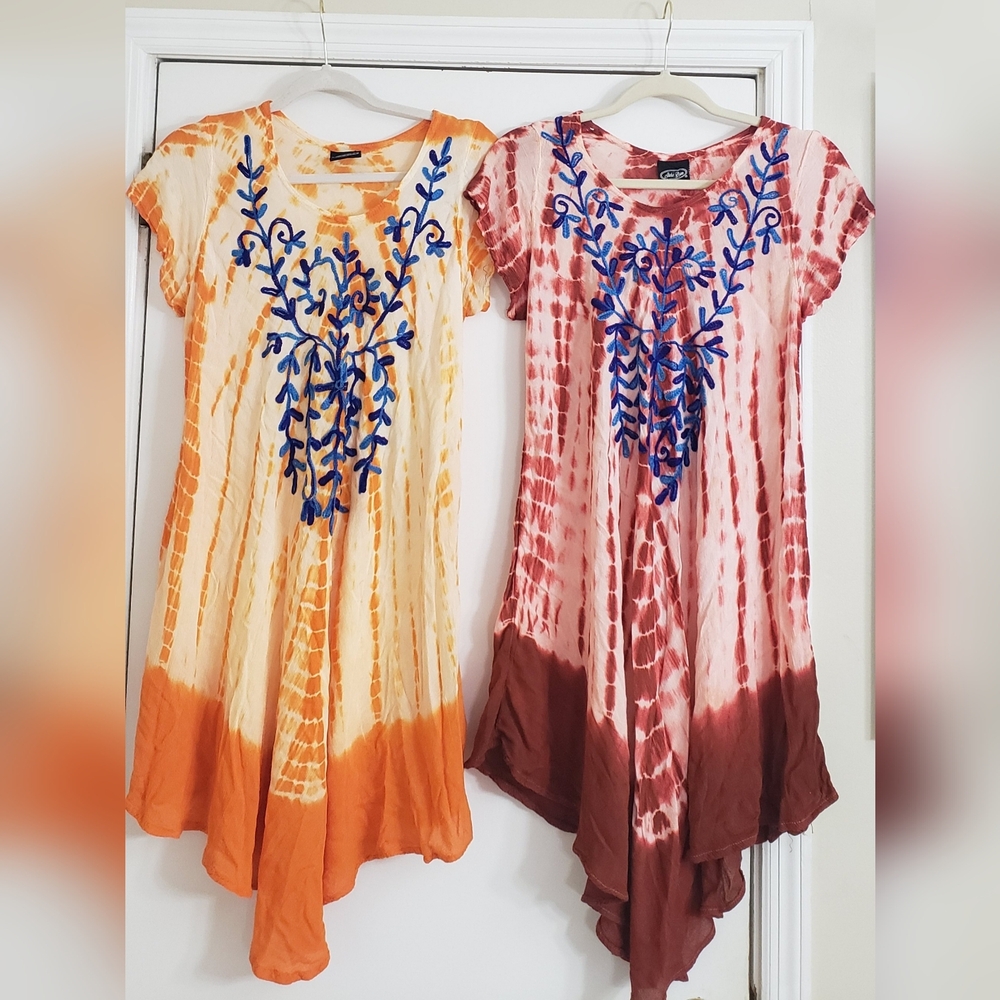 Bohemian Tie-Dye Swim Coverups/Dress Boat Pool Distressed Pull On Light Travel